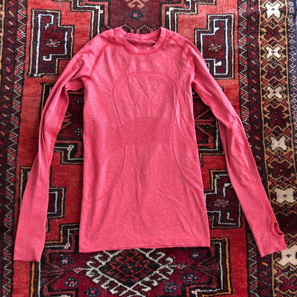 Coral Lululemon running long sleeve